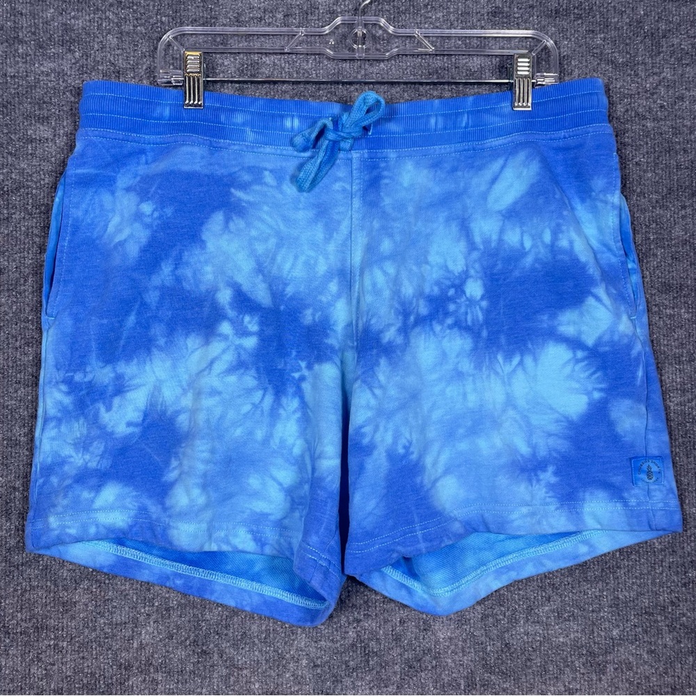 Chubbies Mens XL Blue Tie Dye The Riptide‎ Sweatshorts 5.5” Pull On Beach Vaca